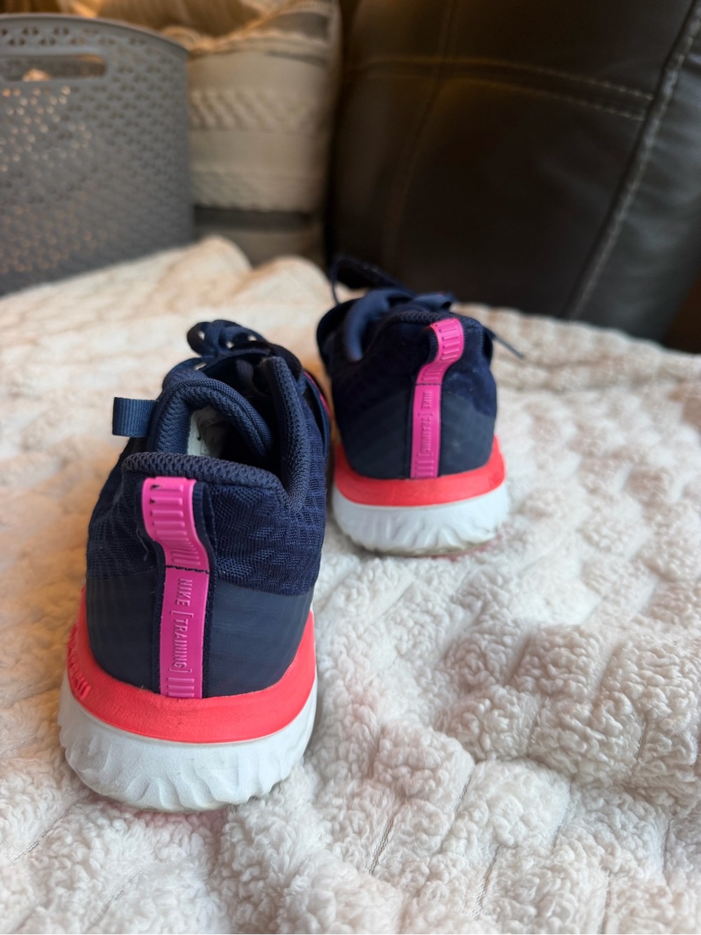 Nike Navy and Pink Women's Slip-On Sneakers - Picture 2 of 6